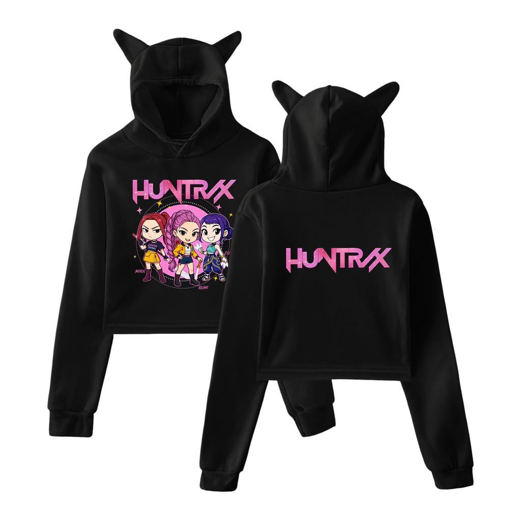 Sexy Kpop Demon Hunter Crop Tops Women Sweatshirt Long Sleeve Girls Fashion Sweatshirts