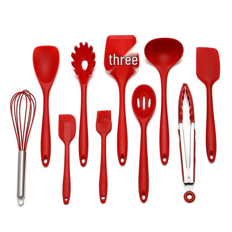 Silicone Kitchen Utensil Set: Ladle, Spatula, Scraper, Turner, Oil & Basting Brushes, Whisk, Tongs for Cooking & Baking.