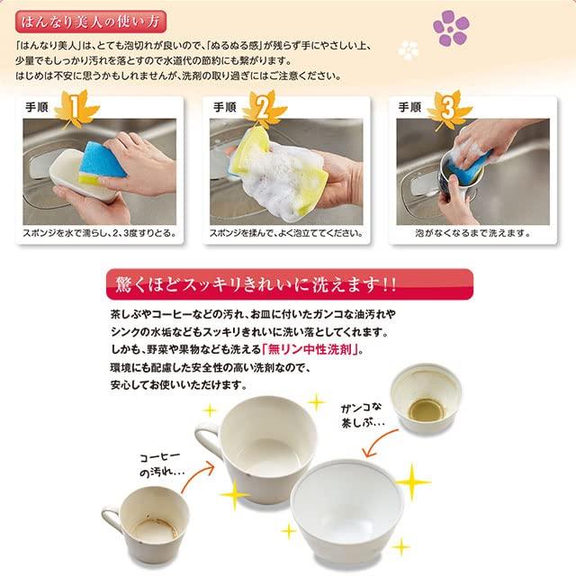 Commercial Hannari Bijin Dishwashing Detergent 700g Made in Gentle on Kitchen Detergent [Large Capacity, Use] Solid, Japan, Eco-friendly, Skin,