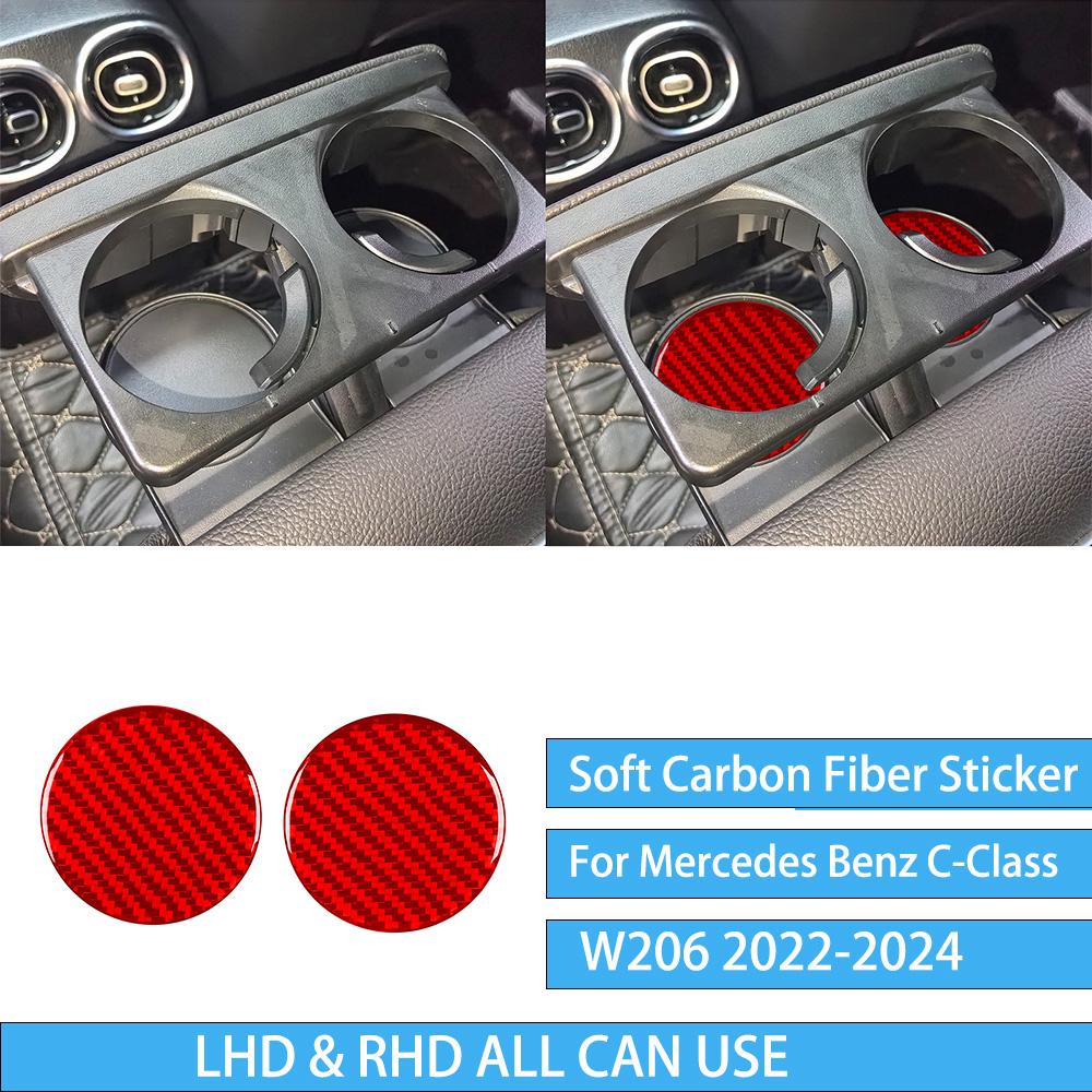 For Mercedes Benz C-Class W206 -2024 Auto Door Trim Seat Adjustment Red Carbon Fiber Decorative Car Accessory Sticker