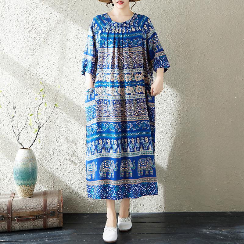 Maneca scurta marime mare bumbac vintage floral nou in rochii pentru femei rochie lejera lunga de vara