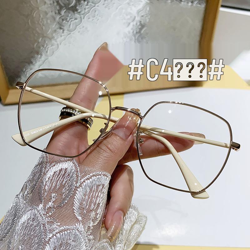 Korean Style Anti-Blue Light Glasses: Trendy Retro Round Face-Slimming Design for Women and Men, Available with Prescription Lenses.