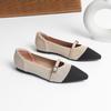 Women Mary Jane Shoes Pointed Toe 2026 Spring Shallow Cross Strap Women Dress Shoes Breathable Knitted Mid-heel Shoes Ladies