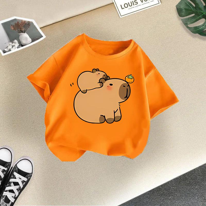 Children's Casual Short-sleeved T-shirt, Summer Boys' And Girls' Cute Capri Blouse