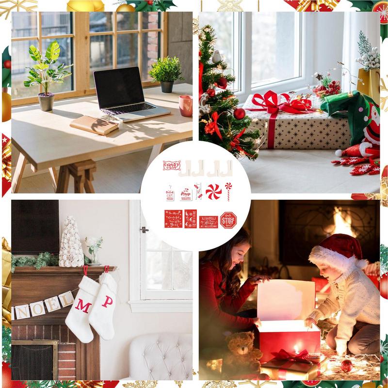 Christmas Tray Decor Candy Rustic Decorations Wooden 3D Sign For Home Dining Kitchen Counter Fireplace Mantel Shelf New Year