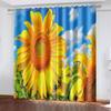 Sunflower Printed Woven Curtains Bedroom Blackout Curtains with Two Independent Curtains On The Left and Right