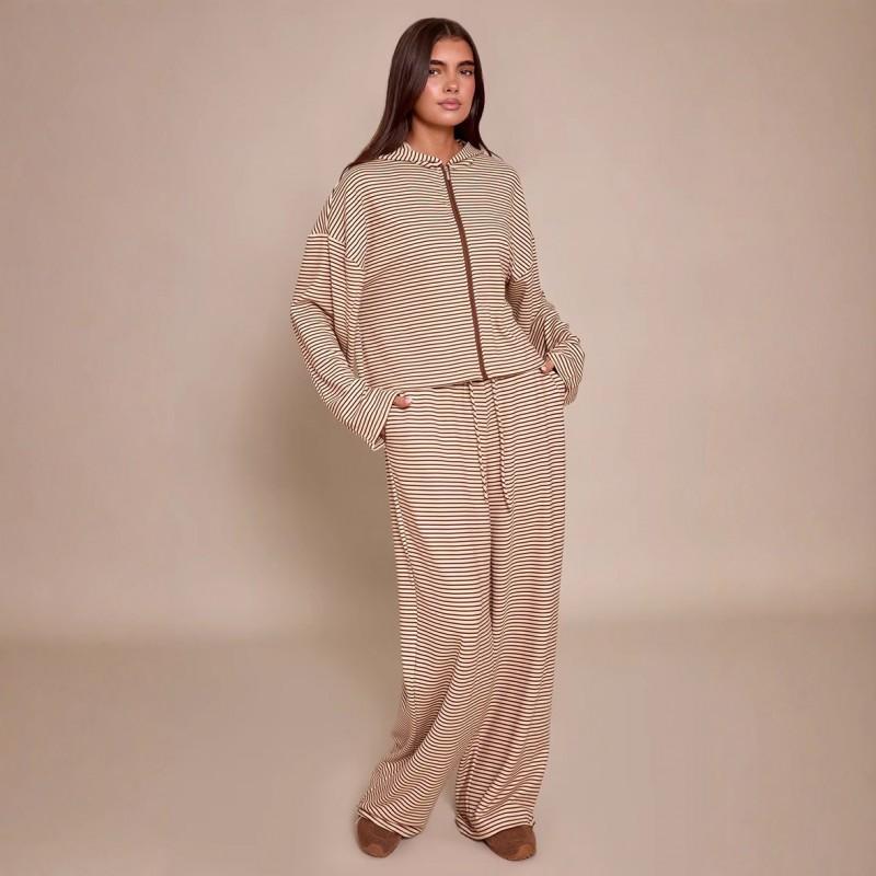 

Casual Home Fashion Line Zipper Elastic Pantsuit S хакі