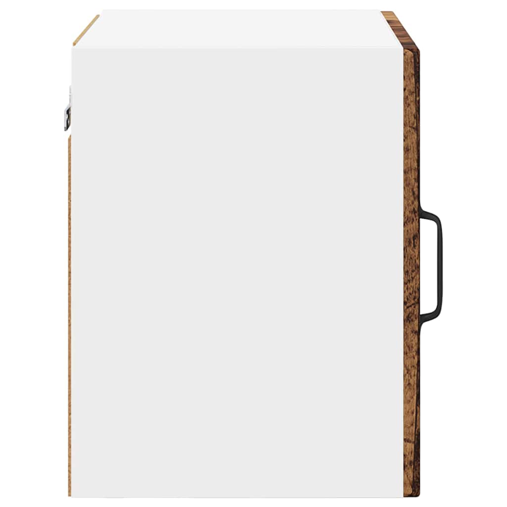 Wall Mounted Glass Cabinet PORTO Reclaimed Wood Style 40 x 31 x 40 cm Particleboard