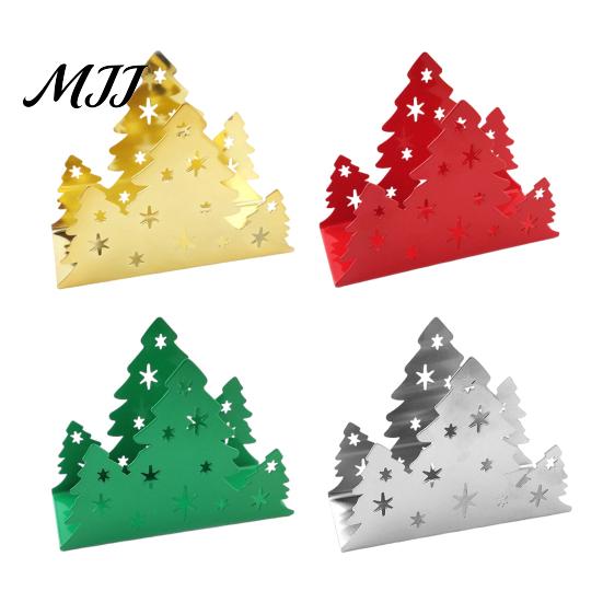 Metal Paper Towel Dispenser Christmas Tree Napkin Holder, Stainless Steel Vertical Stand, Holiday Dining Table Centerpiece Decorative for Party Modern