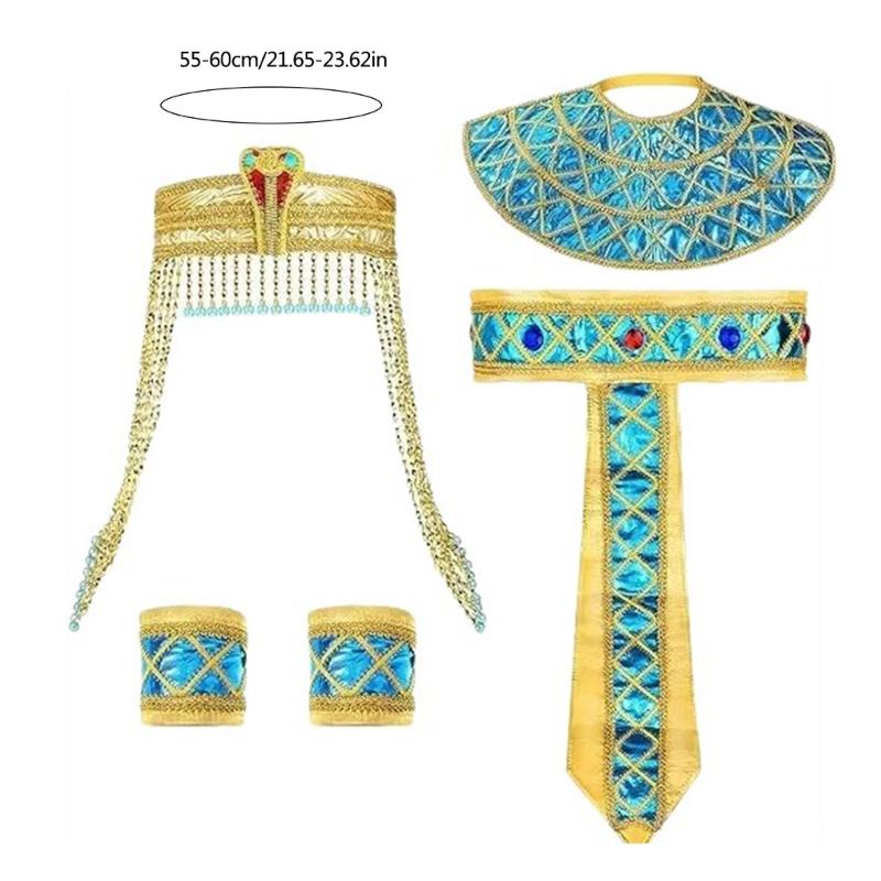 Ägyptische Kostümaccessoires Ägyptische Stirnbänder Schlangen-Kopfschmuck Ägyptischer Gürtel Halsband Armband für Damen Herren Halloween