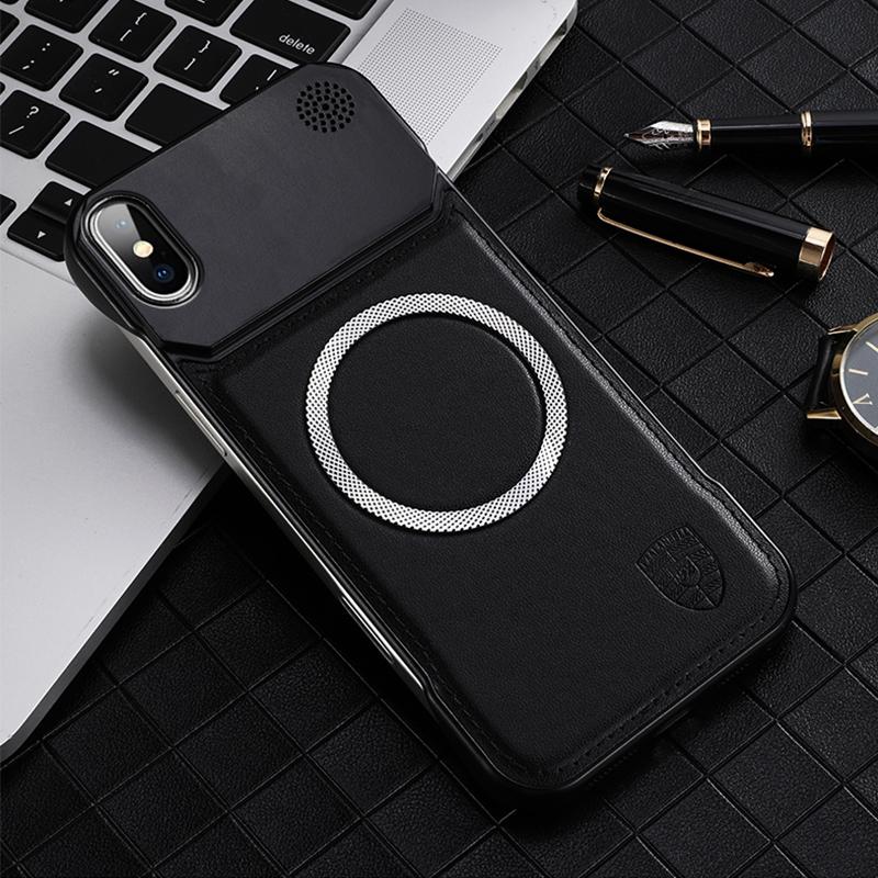 KEYSION Luxury Magnetic PU Leather Aromatherapy Phone Case for iPhone X XS Max Wireless Charging Borderless Back Cover
