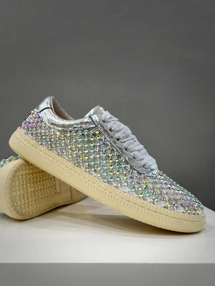 Fashion Luxury New Designer Men's All Match Glitter Charm Rhinestone Causal Shoes Flats Male Walking Sneakers Zapatos Hombre