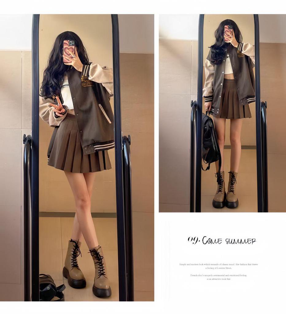 Autumn Winter Thickened Wool Pleated A-Line High Waist Plus Size Short Skirt for Petite Women