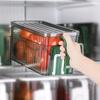 Contenitore Croccante con Coperchio e Manico Scatola di Stoccaggio Impilabile Organizzatore Stratificato Drenante per Frigorifero Frutta Verdura