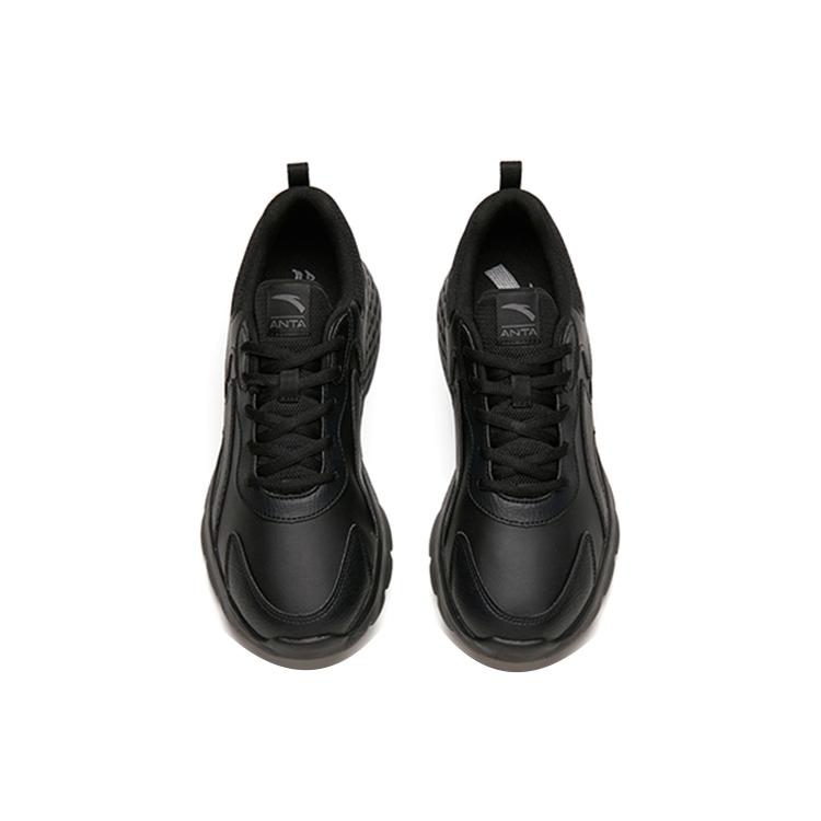 Anta Running Collection Cushioning Slip Resistant Abrasion Resistant Lightweight Low top Running Shoes Men's Pure Black 912145522-4