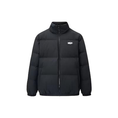 Solid Color Logo Tag Zipper Stand Collar Duck Down Long Sleeve Down Jacket Women Outerwear Black 962248940-3