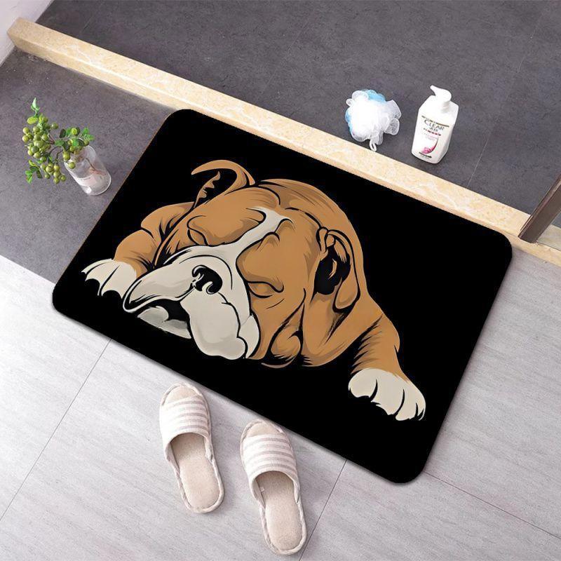 Plush Soft Non-slip Absorbent INS Style French Bulldog Print Mat for Bathroom Bedroom Laundry Room Rug Carpet Home Decor