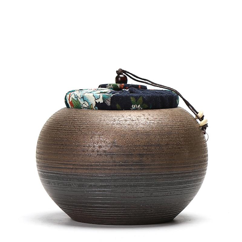 Recipiente de Té de Cerámica Retro Alfarería Nuez Grano Tarro Hermético Contenedor de Especias para el Hogar Tarros a Prueba de Humedad Suministros de Cocina Accesorios