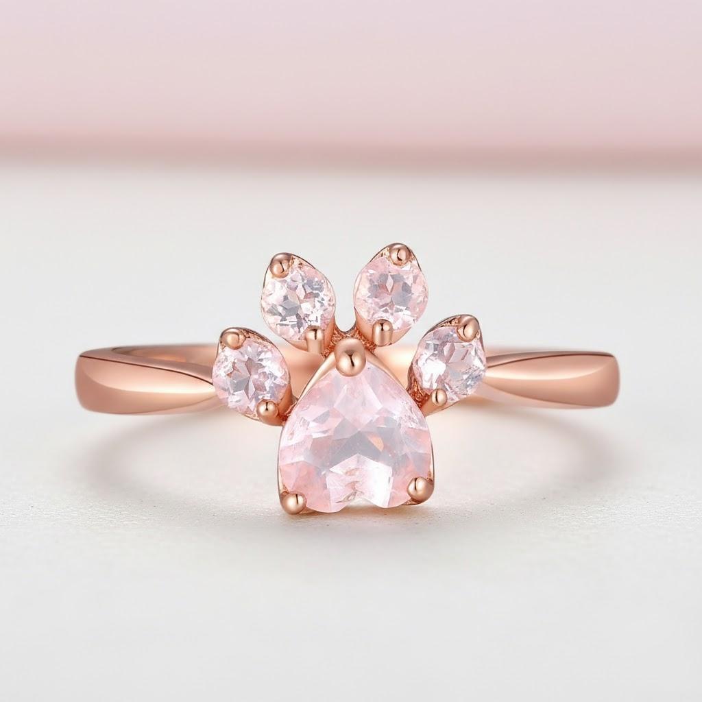 

Adjustable Cat Paw Print Ring Cartoon Animal Paw Rings Cute Gold Diamond Jewelry Fashion Accessories золотой