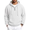 Heren Wafel Knit Hoodie Halve Rits Lange Mouwen Met Trekkoord Capuchon Sweatshirt Casual Losse Mannen Pullover Tops