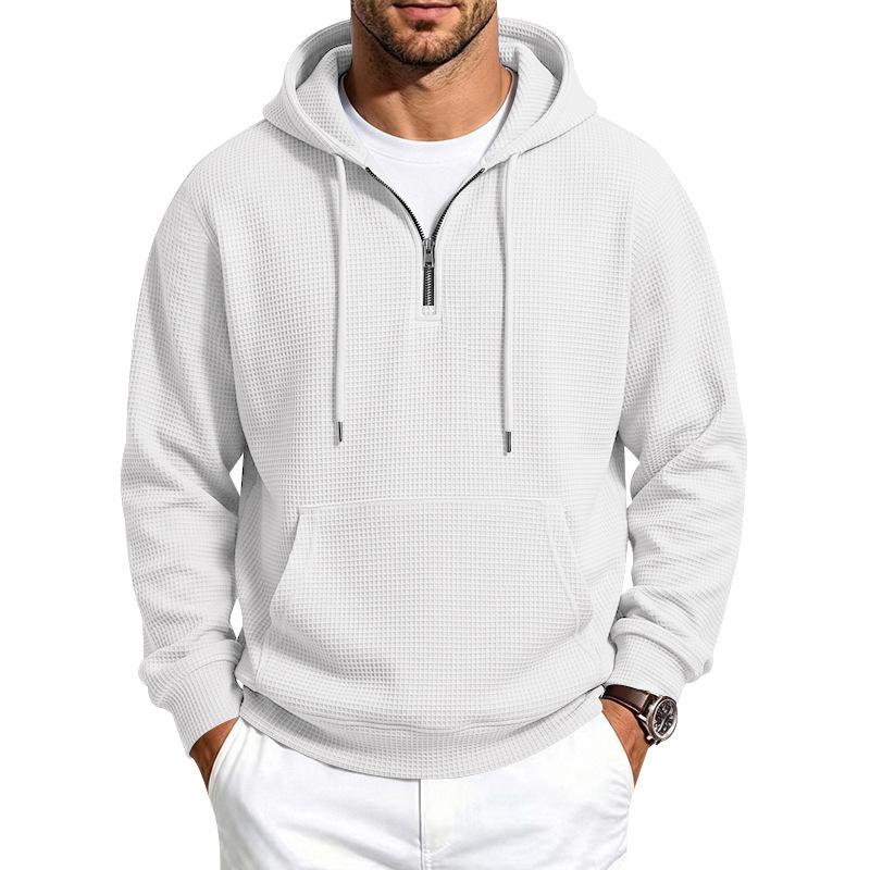 Herren Waffelstrick Kapuzenpullover Lockerer Schnitt Lässiges Sweatshirt