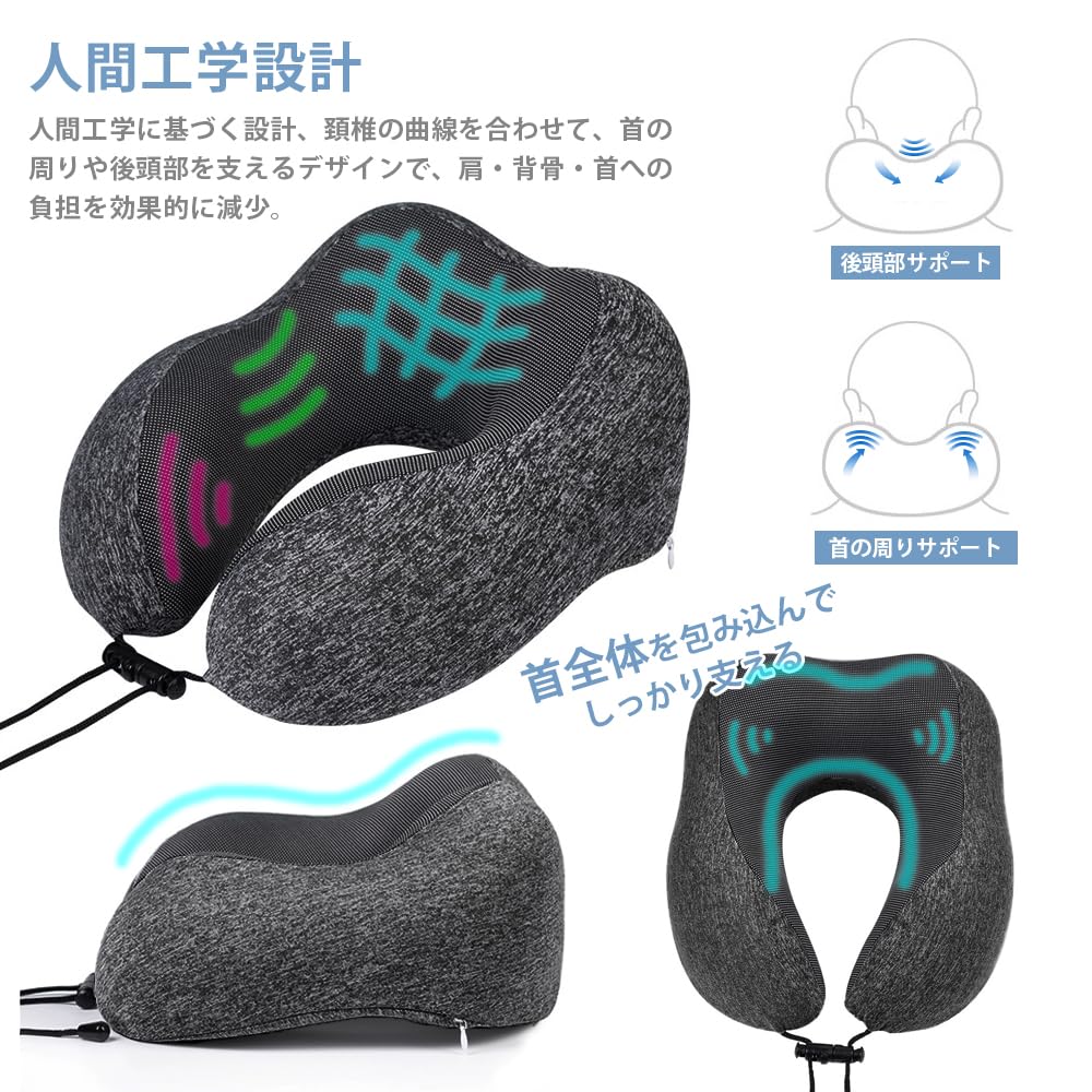 Portable Airplane Neck Memory Foam Neck Pillow with Large New Design for Face Neck Pain Travel Cushion Eye Storage Comfortable Sleep for Overnight