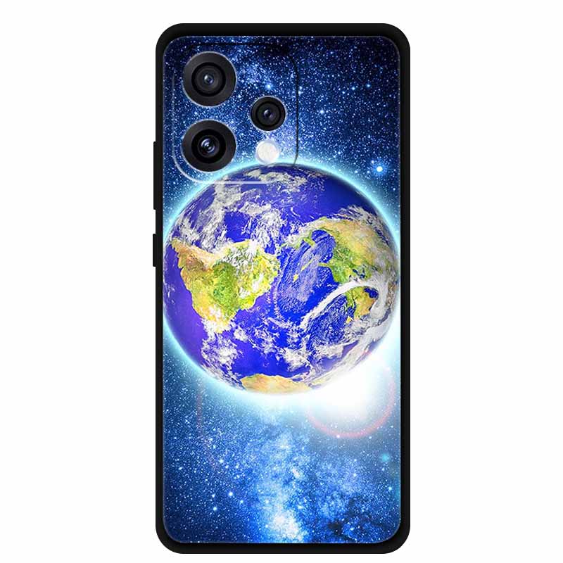 Case For Oppo Reno 15C 5G Colorful Flowers Black Soft Silicone TPU Phone Cases For Oppo Reno15 5G Shells Protection Bumper Funda