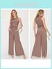 Fashion Sleeveless Tank Top And Wide Leg Pants Set With Pockets For Casual Summer Wear