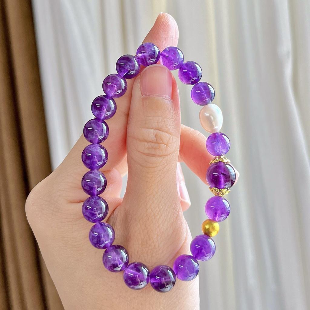 8Mm Autumn And Winter Natural Amethyst Freshwater Pearl Design Bracelet Bracelet