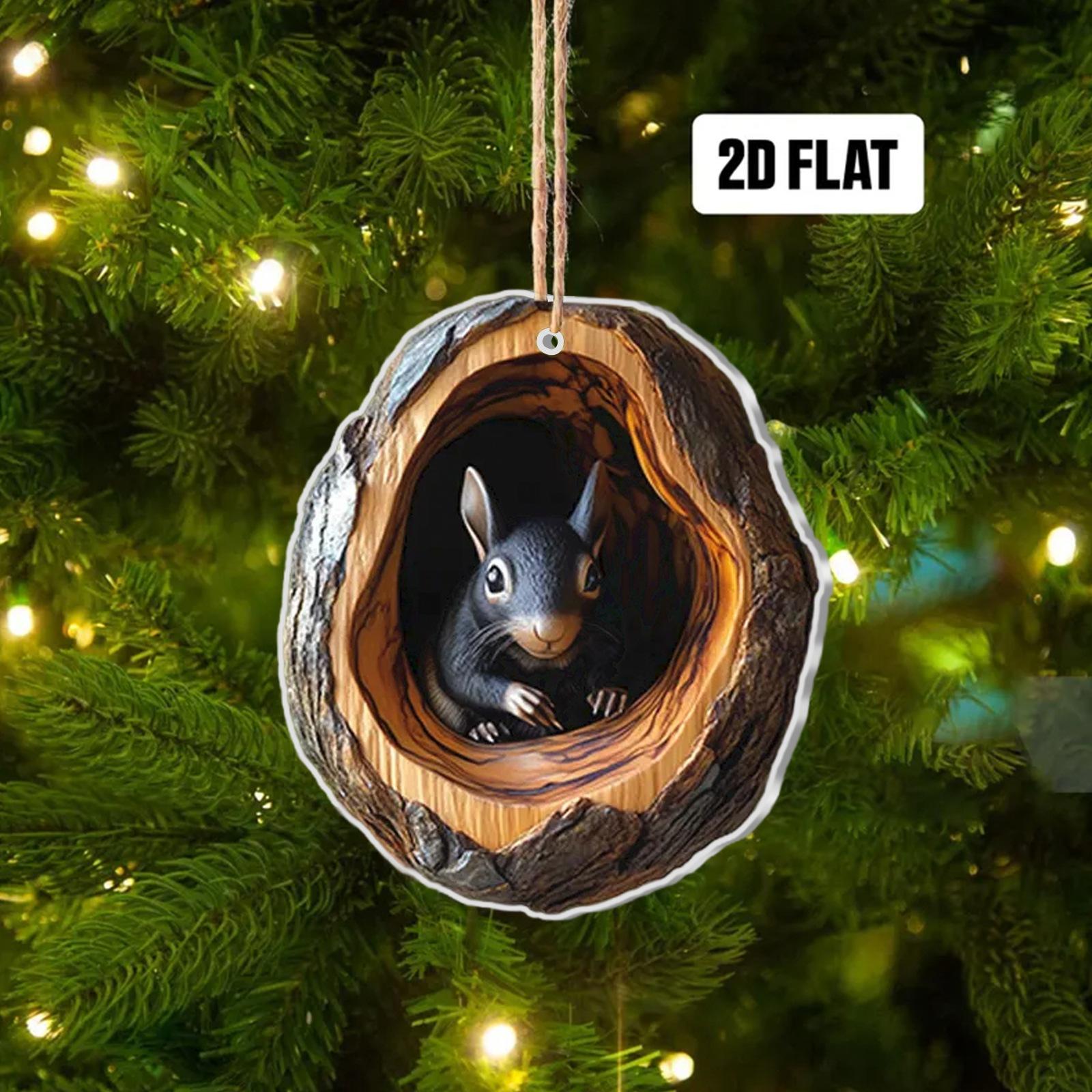 Рождественские акриловые подвески с животными, Милые животные 2D акриловые подвески на рождественскую елку, Подвески с дикими животными, Домашние подвески. One Size