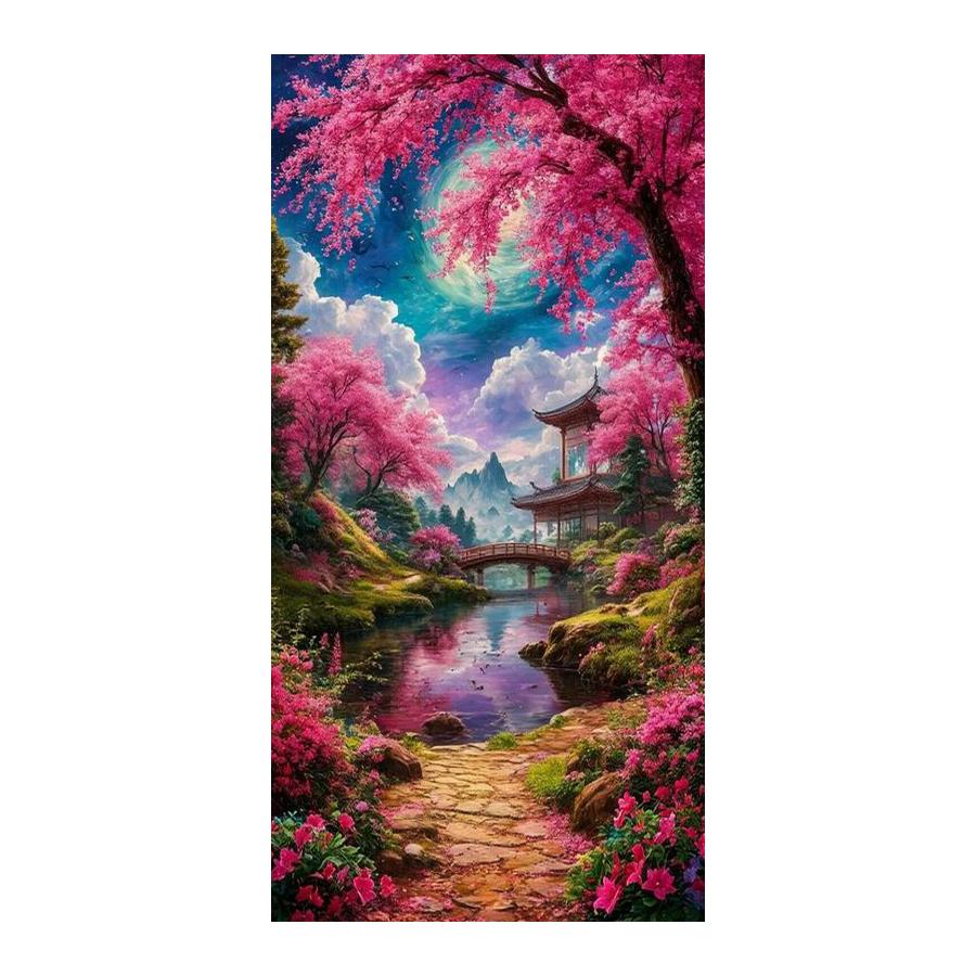 Moon Attic Scenery Large Size Diamond Painting New Collection Castle Waterfall Diy Full Drill Rhinestone Embroidery Mosaic Cross Stitch Kits