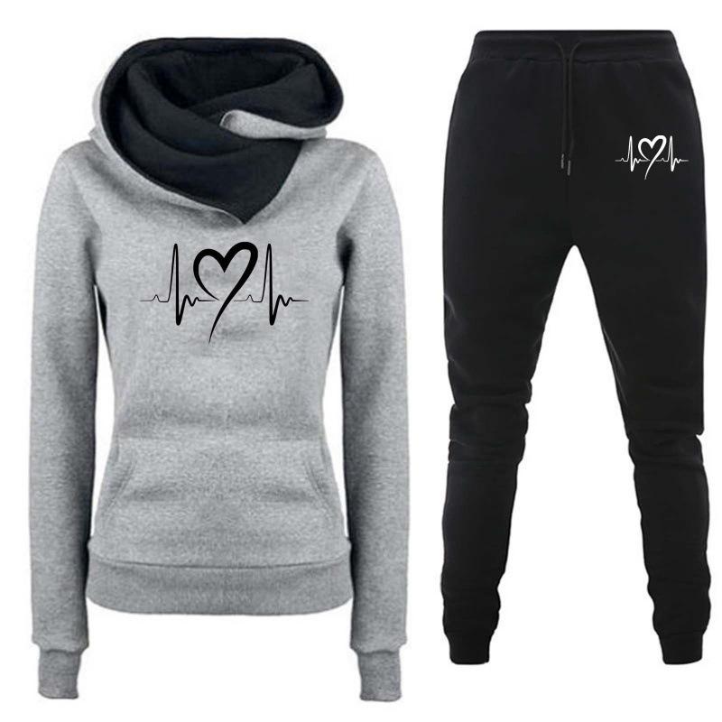 2024 Spring and Autumn Winter New Velvet Hooded Sportswear Set for Women, Hoodies, Pants, Women's Clothing