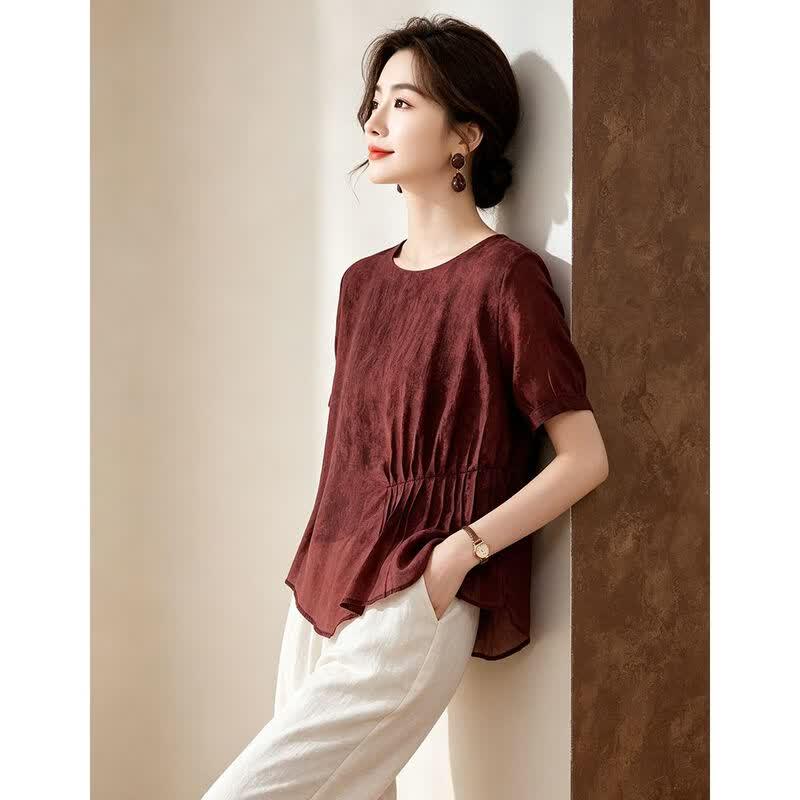 D.F.DEAR Women's Asymmetrical Hem Blouse
