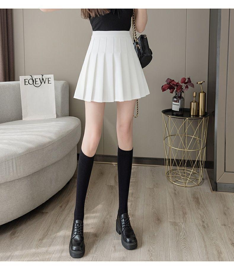 Fustă Mini de Tenis A-line Plisată cu Talie Înaltă pentru Femei Mărimi Mari - Negru