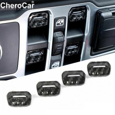 Kryt spínače stahování oken z uhlíkových vláken pro Jeep Wrangler JL JT 2018+