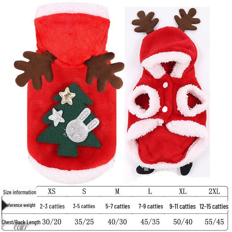 Weihnachts-Rentier-Haustierbekleidung: Baumwollkleidung für kleine, mittelgroße, große Hunde & Katzen - Festliche Winterbekleidung