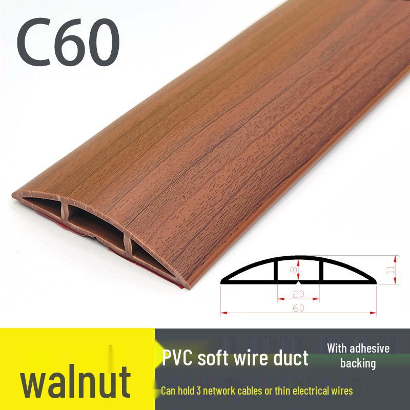 PVC Soft Floor Cable Duct: Insulated, Self-Adhesive Wire Management Channel with Thick Anti-Step Protection