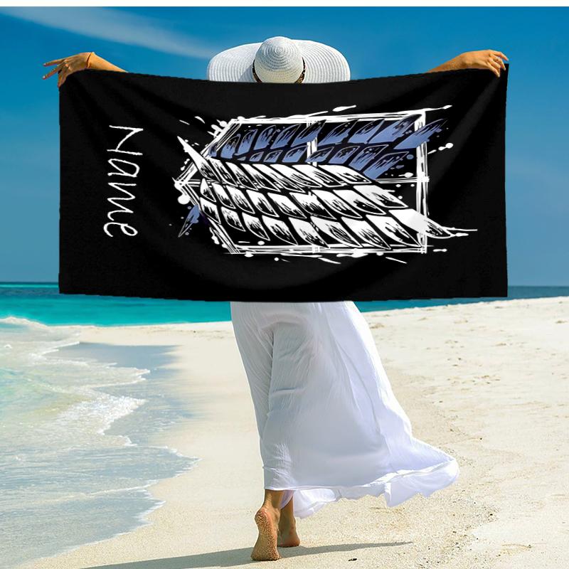 Personalized customized proof beach towel with Attack on Titan pattern - soft, absorbent, quick-drying, perfect swimming, camping&bathing