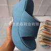 Thick Bottom Slope Heel One-word Slippers Women's High Heel Solid Color Cloth Surface Beach Cool Slippers Slippers