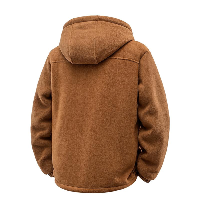 Herbst- und Wintermode Einfarbig Dicke Warme Lammwolljacke für Herren Lässig Locker Sportlich Winddicht Übergröße Jacke