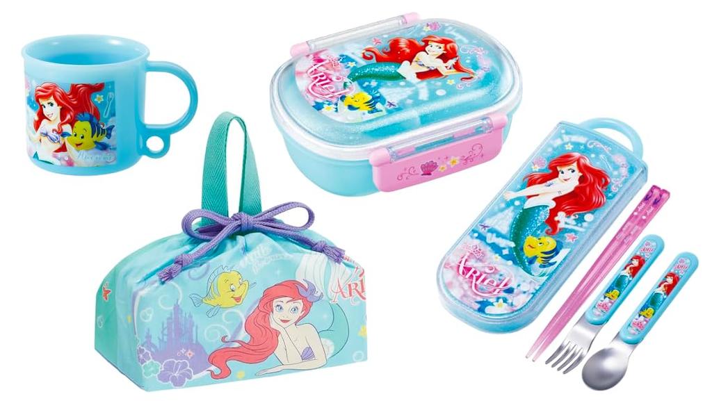 Skater Ariel 24 Antibacterial Dishwasher Safe Soft Lid Tight Lunch Oval 360ml Trio Set Lunch Princess Tight Set Box, Shape, (Chopsticks, Spoon, Fork),