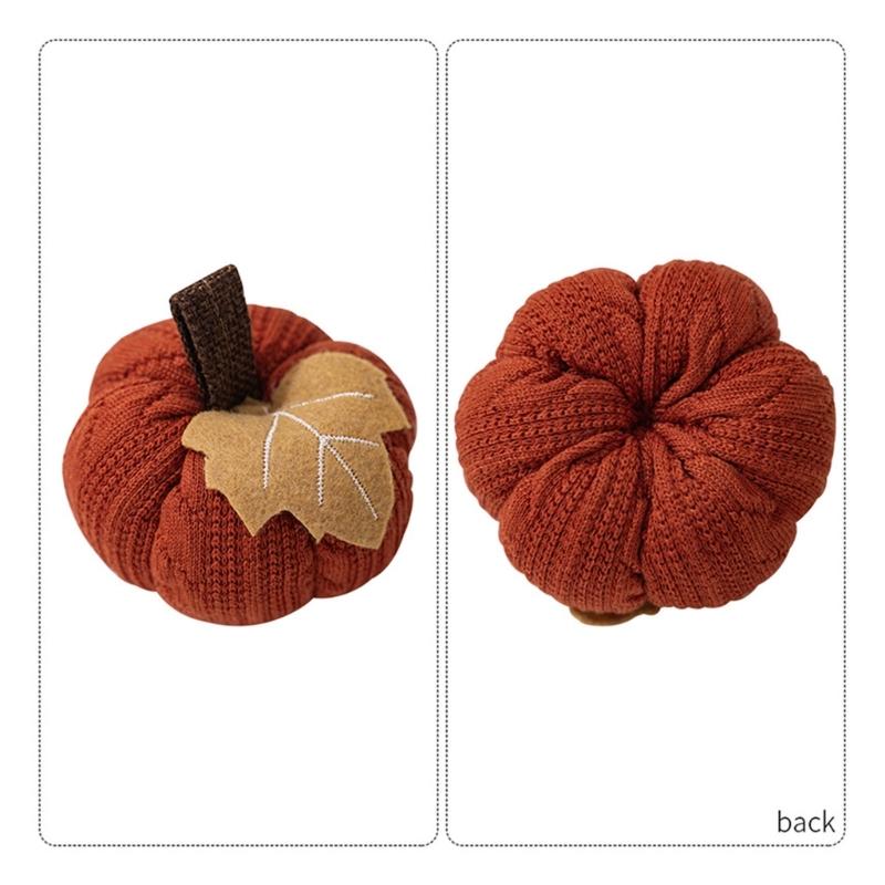 Handmade Crochet Pumpkin Decoration With Polyester Fabric Harvest Festival Shelf Display Accessory