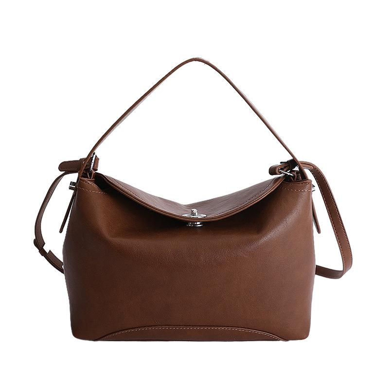 Faux Leather Shoulder Bag Solid Color Women Fashion Crossbody Bag