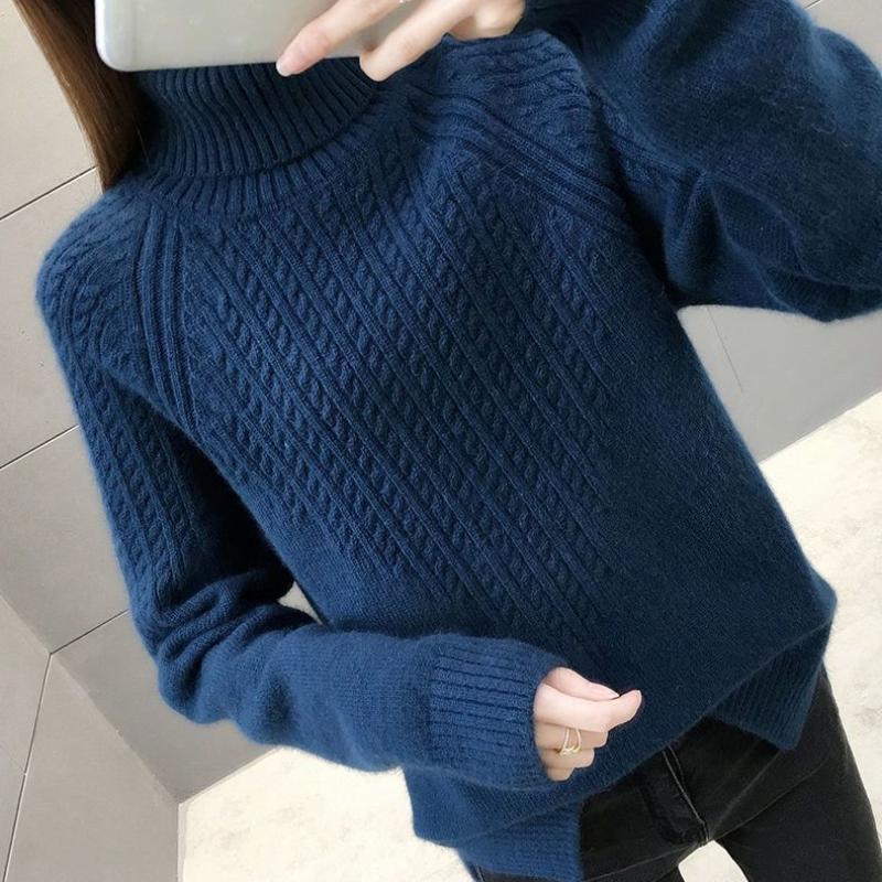 Autumn Winter Women's Turtleneck Sweater, Loose and Thick, Autumn-winter, Long Sleeve, Warm, Knitted Sweater