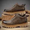 Mode Britischer Stil Plateau Arbeitsschuhe Herren Stiefel Leder Herren Herbst Winter High-Top Lässig Mode Plateau warme Stiefel Mann