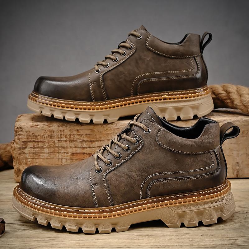 Mode Britischer Stil Plateau Arbeitsschuhe Herren Stiefel Leder Herren Herbst Winter High-Top Lässig Mode Plateau warme Stiefel Mann