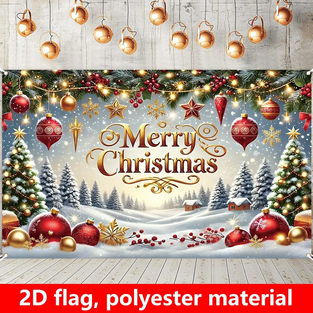 1 Piece 2D Flat Flags Christmas Party Decorative Flags Exclusive Flags with Halloween Snow and Christmas Tree Patterns
