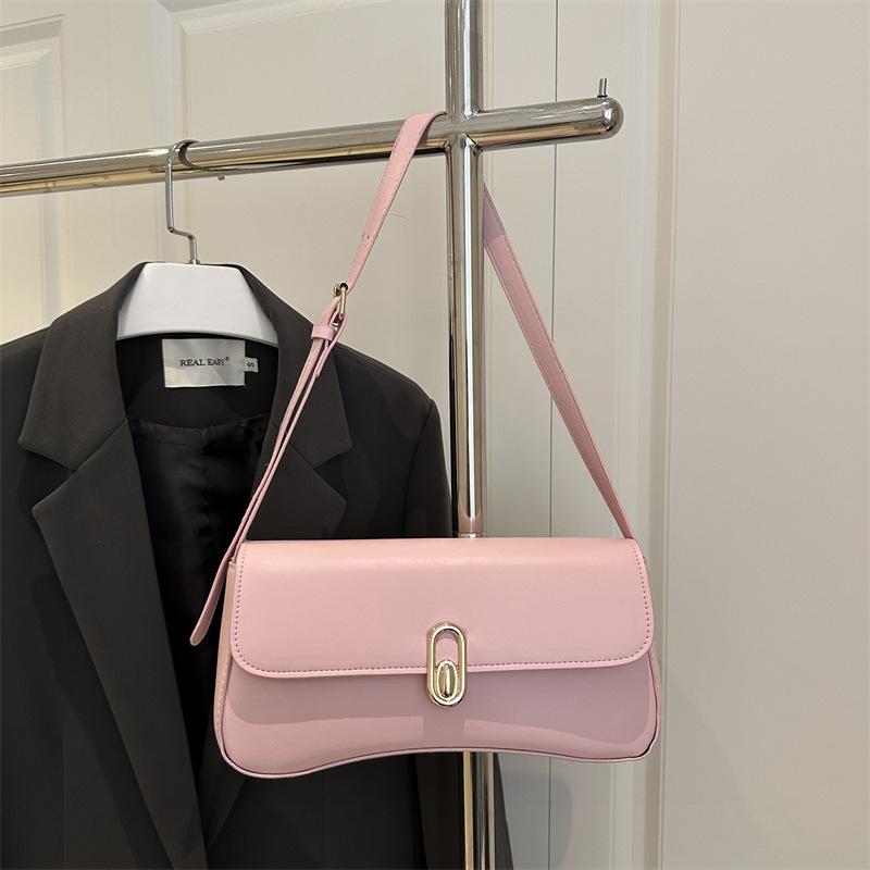 Handheld underarm women's small square bag French personality trendy 2025 new lock fashionable retro underarm foreign style single shoulder