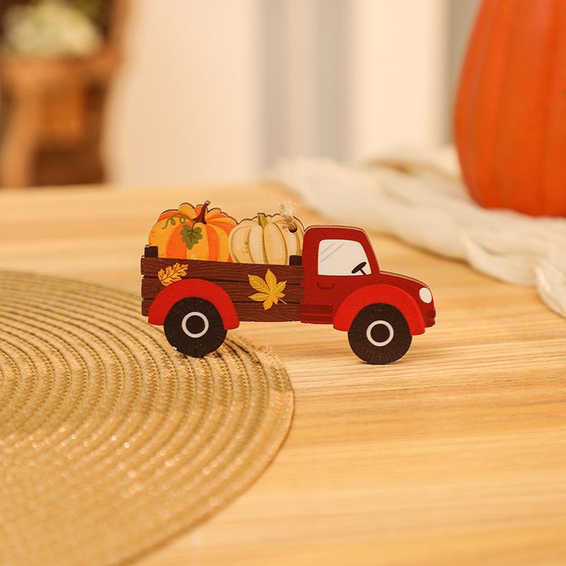 Harvest Festival Wooden Sign Turkey Pendant Thanksgiving Wooden Painted Car Pendant Pumpkin Wooden Sign Decoration