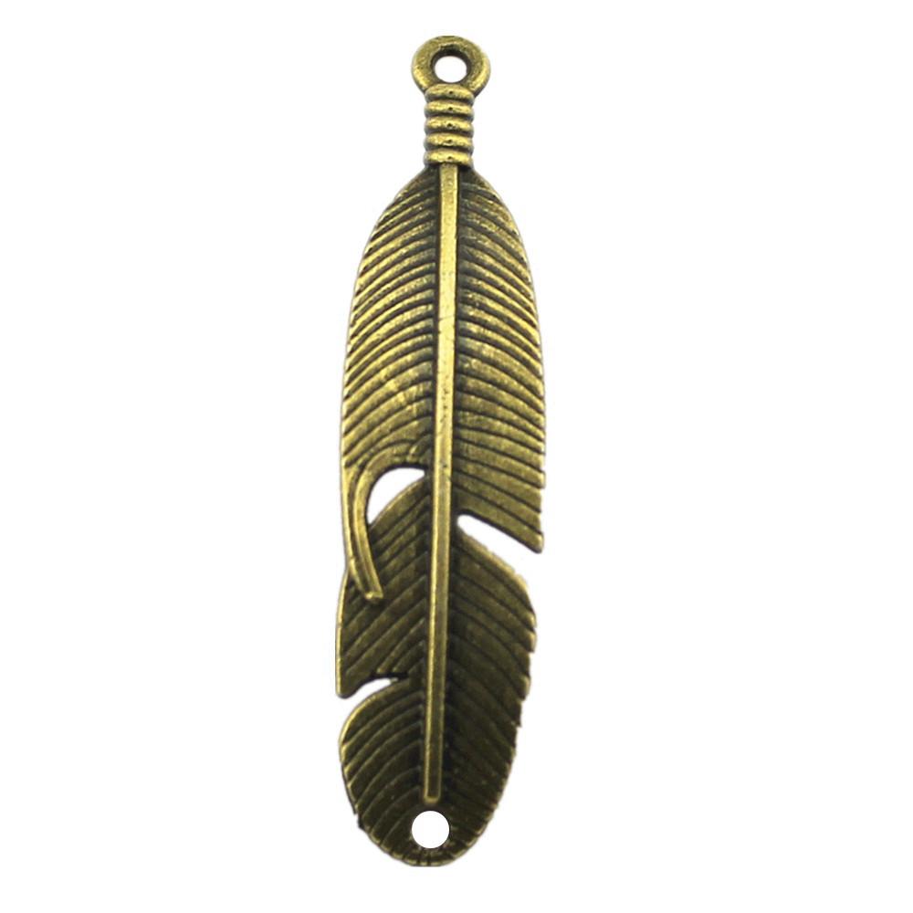 Feather Charm Angle Connectors For Bohemian Style Jewelry Vintage Pendants